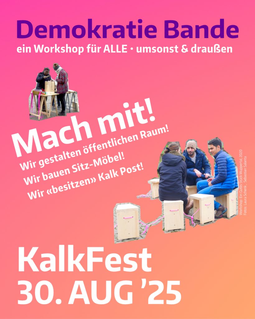 Einladung zu Demokratie Bande Workshops beim KalkFest am 30. August 2025 in Köln-Kalk